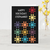 Amish Quilt Blocks gepersonaliseerde aangepaste be Kaart (Gele Bloem)