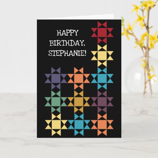 Amish Quilt Blocks gepersonaliseerde aangepaste be Kaart (Gele Bloem)