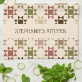 Amish Quilt Druk Neutrale Kleuren Gepersonaliseerd Theedoek (Gevouwen)