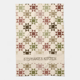 Amish Quilt Druk Neutrale Kleuren Gepersonaliseerd Theedoek