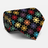 Amish Quilt drukt heldere kleuren af op zwart gepa Stropdas (Opgerold)