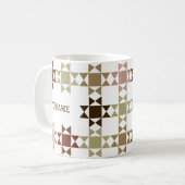 Amish Quilt neutrale kleuren gepersonaliseerd Koffiemok (Voorkant links)