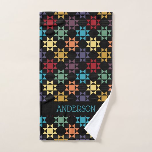 Amish Quilt Print Bright kleuren op maat Handdoek (Handdoek)