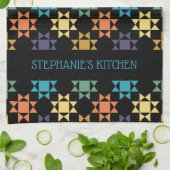 Amish Quilt Print Bright kleuren op maat Theedoek (Gevouwen)