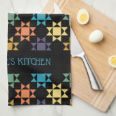 Amish Quilt Print Bright kleuren op maat Theedoek (Quarter Fold)