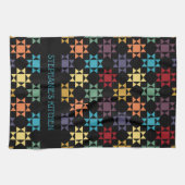 Amish Quilt Print Bright kleuren op maat Theedoek (Horizontaal)
