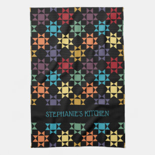 Amish Quilt Print Bright kleuren op maat Theedoek