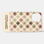 Amish Quilt Print Cream, bruin gepersonaliseerd Case-Mate iPhone Case (Achterkant (horizontaal))