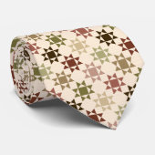 Amish Quilt Print Cream Neutraal gepatterd Stropdas (Opgerold)