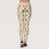 Amish Quilt Print Crème Neutrale kleuren Patroon Leggings (Achterkant)