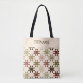 Amish Quilt Print in Cream gepersonaliseerd Tote Bag (Voorkant)