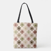 Amish Quilt Print in Cream gepersonaliseerd Tote Bag (Achterkant)