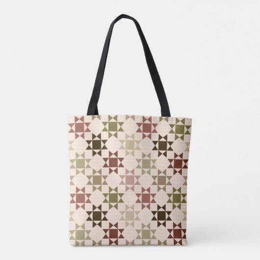 Amish Quilt Print in Cream gepersonaliseerd Tote Bag (Achterkant)