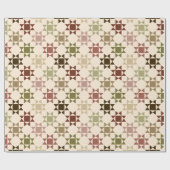 Amish Quilt Print Neutrale kleuren gepatterd Cadeaupapier (Vlak)