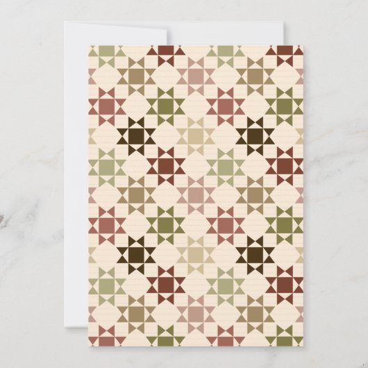 Amish Quilt Print Quilten Thema Custom Party Inv Kaart (Achterkant)