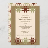 Amish Quilt Print Quilten Thema Custom Party Inv Kaart (Voorkant / Achterkant)