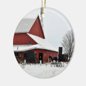 Amish Red Barn kerstversiering Keramisch Ornament (Links)