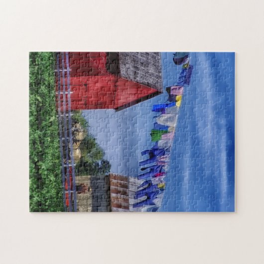 Amish Red Barn Puzzle Legpuzzel (Horizontaal)