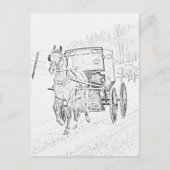 Amish Sketch-Horse en Buggy-Briefkaart Briefkaart (Voorkant)