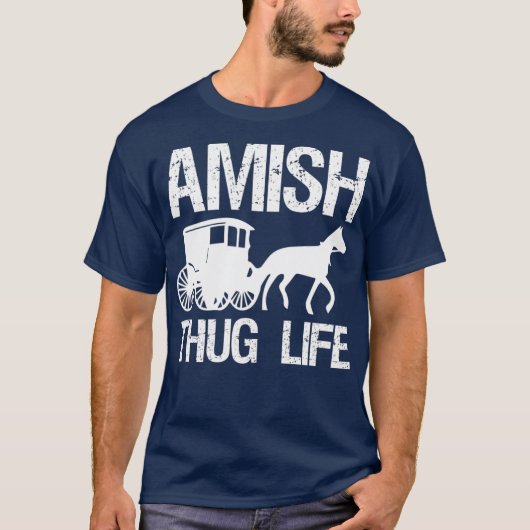 Amish Thug met Horse Buggy Gangster T-shirt (Voorkant)