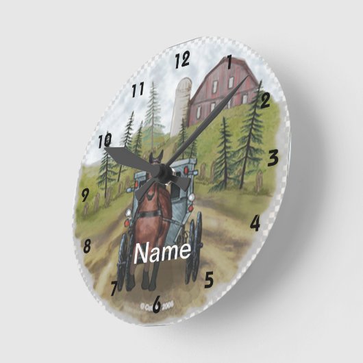 Amish Town Day Clock Ronde Klok (Hoek)