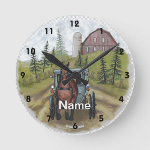 Amish Town Day Clock Ronde Klok