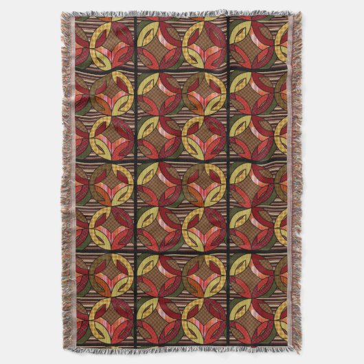 Amish Trouwring Quiltpatroon in herfstkleuren Deken (Voorkant Verticaal)