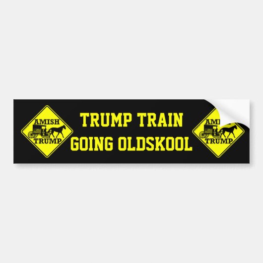 Amish voor Trump Grappige Trump Trein Going Oldsko Bumpersticker (Voorkant)
