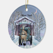 Amish Winter Covered Bridge  Keramisch Ornament (Links)