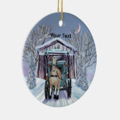 Amish Winter Overdekte Brug Keramisch Ornament (Rechts)