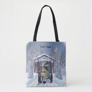 Amish Winter Overdekte Brug Tote Bag