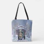 Amish Winter Overdekte Brug Tote Bag (Achterkant)