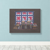 Amish Women Quilting Canvas Afdruk (Insitu (Houten vloer))