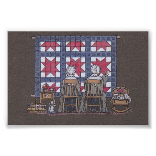 Amish Women Quilting Foto Afdruk (Voorkant)