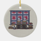 Amish Women Quilting Keramisch Ornament (Achterkant)