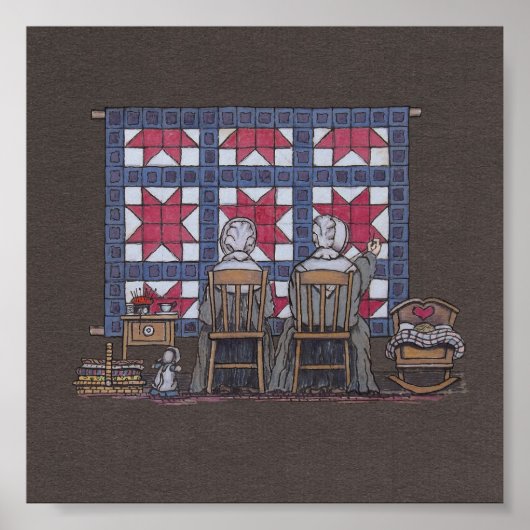 Amish Women Quilting Poster (Voorkant)