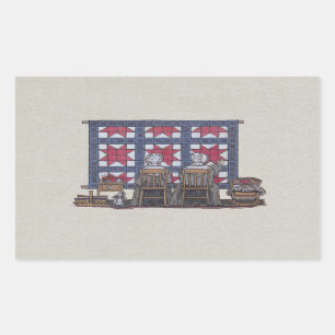 Amish Women Quilting Rechthoekige Sticker
