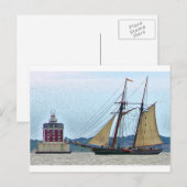 Amistad bij Ledge Light House Briefkaart (Voorkant / Achterkant)