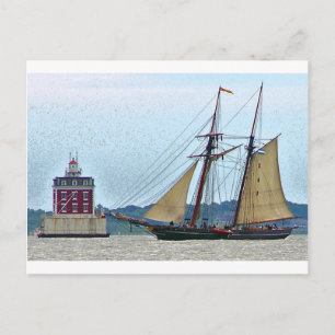Amistad bij Ledge Light House Briefkaart