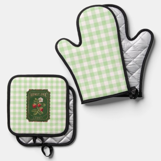 Amit one - Aardbei Ovenwant & Pannenlap Set (Voorkant / Achterkant)