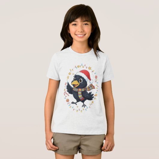 AMITA | Cheerful Crow - Holiday Lights Tri-Blend Shirt (Voorkant volledig)