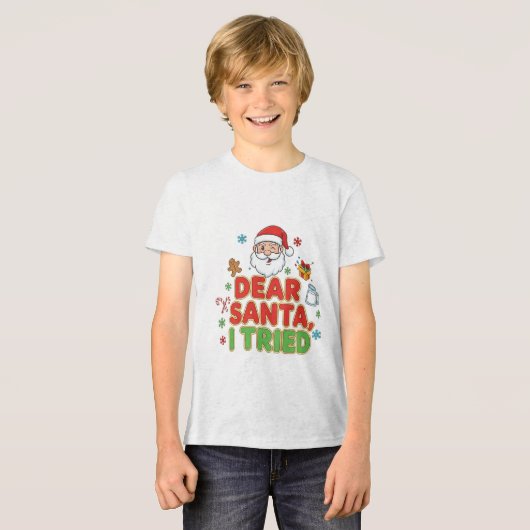 AMITA | Dear Santa, I Tried - Funny Christmas Tri-Blend Shirt (Voorkant volledig)