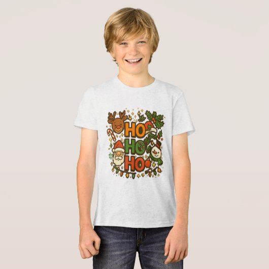 AMITA | HO HO HO Holiday Crew Tee Tri-Blend Shirt (Voorkant volledig)