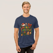 AMITA | Merry Christmas Party Tee Tri-Blend Shirt (Voorkant volledig)