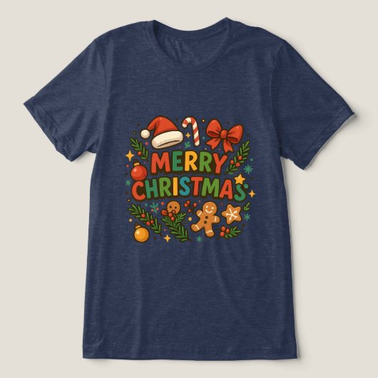 AMITA | Merry Christmas Party Tee Tri-Blend Shirt (Design voorkant)