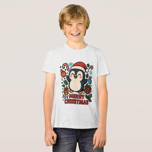 AMITA | Merry Christmas Penguin Tri-Blend Shirt (Voorkant volledig)