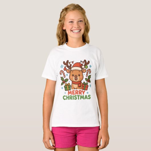 AMITA  - Merry Christmas Reindeer T-shirt (Voorkant volledig)