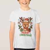 AMITA  - Merry Christmas Reindeer Tri-Blend Shirt (Voorkant)