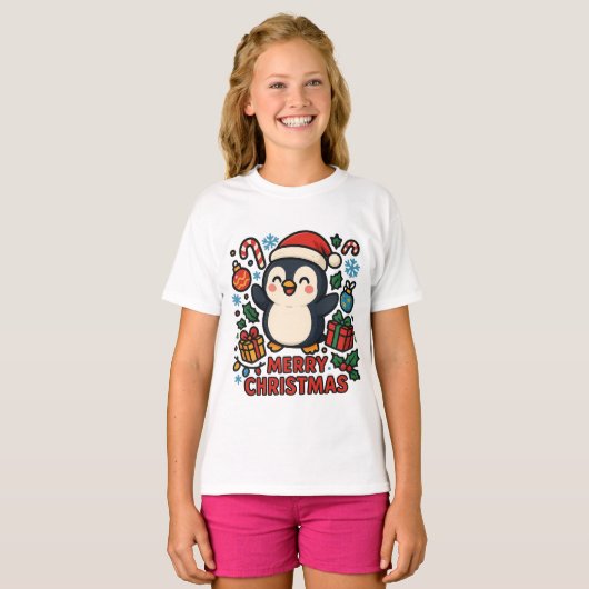 AMITA | Prettig Kerst Pinguïn T-shirt (Voorkant volledig)