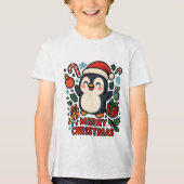 AMITA | Prettig Kerst Pinguïn Tri-Blend Shirt (Voorkant)